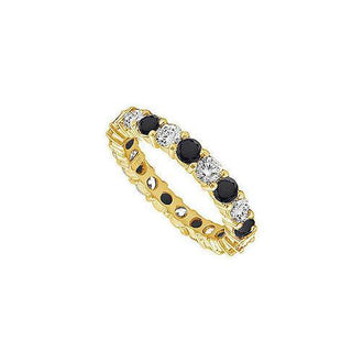 Black and White Diamond Eternity Band : 14K Yellow Gold  0.50 CT Diamonds