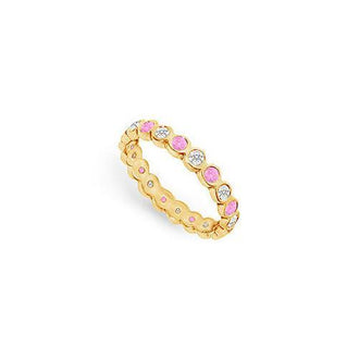 Pink Sapphire and Diamond Eternity Band : 14K Yellow Gold  1.00 CT TGW