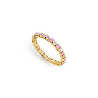 Pink Sapphire and Diamond Eternity Band : 14K Yellow Gold  1.00 CT TGW