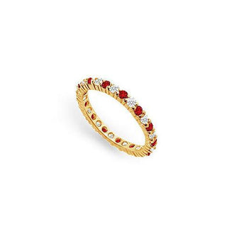 Diamond and Ruby Eternity Band : 14K Yellow Gold   1.00 CT TGW