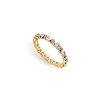 Tanzanite and Diamond Prong-Set Eternity Band : 14K Yellow Gold - 1.00 CT TGW