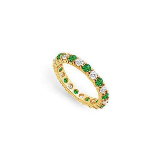 Diamond and Emerald Eternity Band : 14K Yellow Gold - 2.00 CT TGW