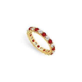 Diamond and Ruby Eternity Band : 14K Yellow Gold   2.00 CT TGW