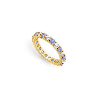 Tanzanite and Diamond Prong-Set Eternity Band : 14K Yellow Gold - 2.00 CT TGW