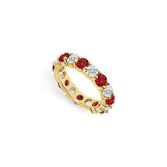 Diamond and Ruby Eternity Band : 14K Yellow Gold   3.00 CT TGW