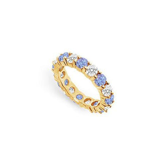 Tanzanite and Diamond Prong-Set Eternity Band : 14K Yellow Gold - 3.00 CT TGW