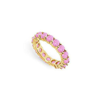 Pink Sapphire Eternity Band : 14K Yellow Gold  3.00 CT TGW