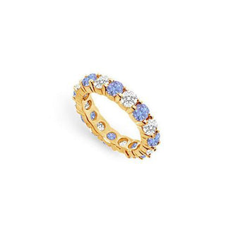 Tanzanite and Diamond Prong-Set Eternity Band : 14K Yellow Gold - 4.00 CT TGW