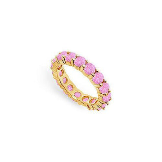 Pink Sapphire Eternity Band : 14K Yellow Gold  4.00 CT TGW