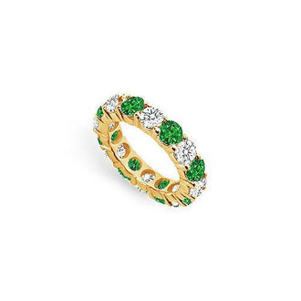 Diamond and Emerald Eternity Band : 14K Yellow Gold - 5.00 CT TGW