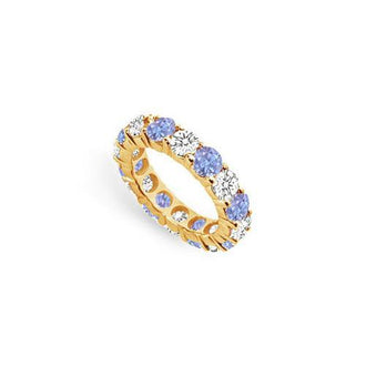 Tanzanite and Diamond Prong-Set Eternity Band : 14K Yellow Gold - 5.00 CT TGW