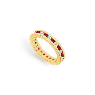 Diamond and Ruby Eternity Band : 14K Yellow Gold   1.00 CT TGW