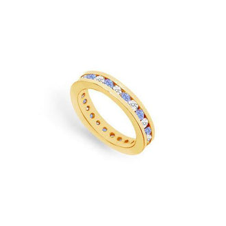 Tanzanite and Diamond Channel-Set Eternity Band : 14K Yellow Gold - 1.00 CT TGW