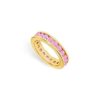 Pink Sapphire Eternity Band : 14K Yellow Gold  2.00 CT TGW