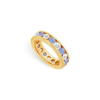 Tanzanite and Diamond Channel-Set Eternity Band : 14K Yellow Gold - 3.00 CT TGW