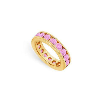 Pink Sapphire Eternity Band : 14K Yellow Gold  3.00 CT TGW