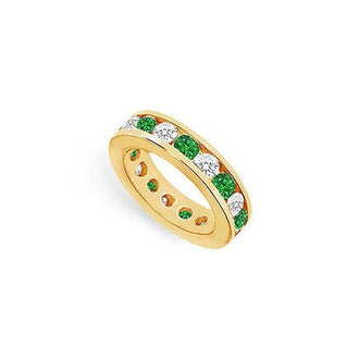 Diamond and Emerald Eternity Band : 14K Yellow Gold  4.00 CT TGW