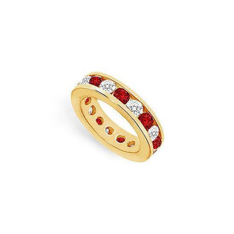 Diamond and Ruby Eternity Band : 14K Yellow Gold   4.00 CT TGW