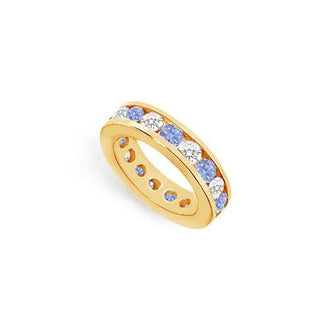 Tanzanite and Diamond Channel-Set Eternity Band : 14K Yellow Gold - 4.00 CT TGW