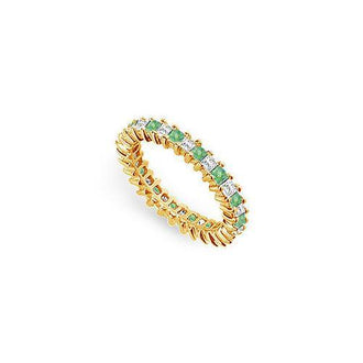 Diamond and Emerald Eternity Band : 14K Yellow Gold  2.00 CT TGW