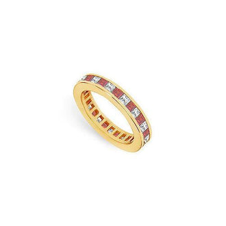 Diamond and Ruby Eternity Band : 14K Yellow Gold  2.00 CT TGW