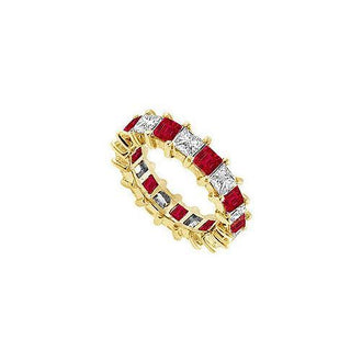 Diamond and Ruby Eternity Band : 14K Yellow Gold   2.00 CT TGW