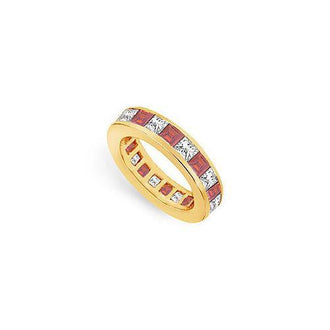 Diamond and Ruby Eternity Band : 14K Yellow Gold  3.00 CT TGW