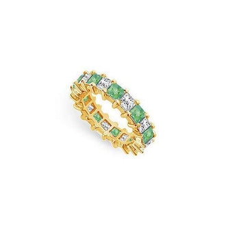 Diamond and Emerald Eternity Band : 14K Yellow Gold  4.00 CT TGW