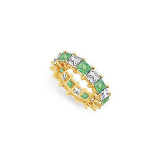 Diamond and Emerald Eternity Band : 14K Yellow Gold  5.00 CT TGW