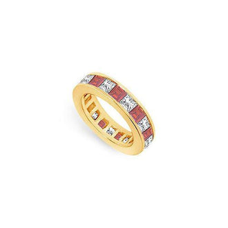 Diamond and Ruby Eternity Band : 14K Yellow Gold  5.00 CT TGW