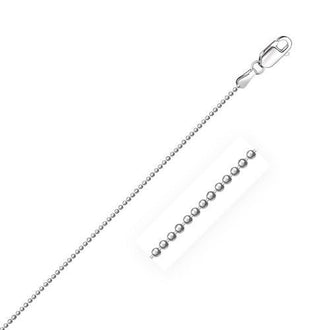 Sterling Silver Rhodium Plated Bead Chain 1.2mm, size 18''