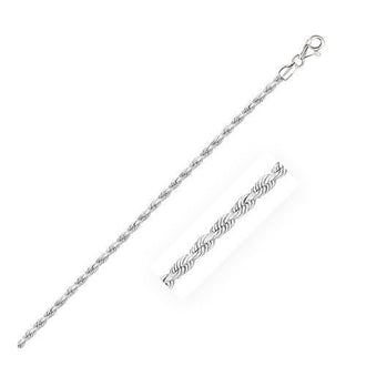 2.5mm 14k White Gold Solid Diamond Cut Rope Chain, size 16''