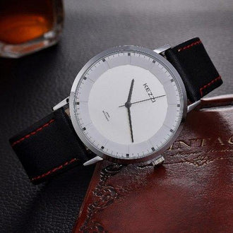 KEZZI BSL838 Leather Band Men Japan Quartz Watch - White