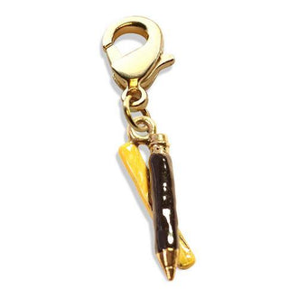 Ruler & Pencil Charm Dangle in Gold