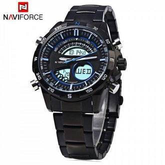 Naviforce 9031 Men Quartz Watch LED Wristwatch Stainless Steel Band Calendar - #2
