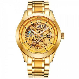 BOS 9008G Hollow-out Dial Automatic Mechanical Movt Watch for Men - Golden