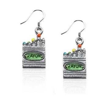 Crayons Charm Earrings in Silver