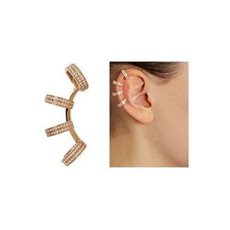 Pair of Chic Rhinestones Circle Clip Earrings For Women - Golden