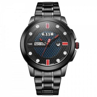 6.11 GD004 Photoelectric Conversion Male Watch Japan Movt Mineral Glass Date Display - Red With Black