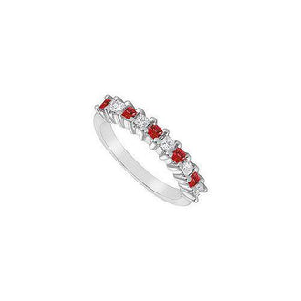 Ruby and Diamond Ring : 14K White Gold - 0.50 CT TGW