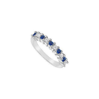 Sapphire and Diamond Ring : 14K White Gold - 0.50 CT TGW