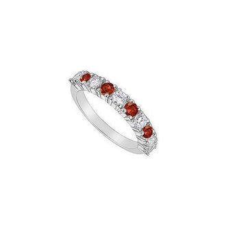 Ruby and Diamond Ring : 14K White Gold - 1.00 CT TGW