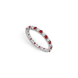 Diamond and Ruby Eternity Band : 18K White Gold  1.00 CT TGW