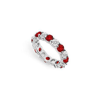 Diamond and Ruby Eternity Band : 18K White Gold  3.00 CT TGW