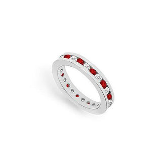 Diamond and Ruby Eternity Band : 18K White Gold  1.00 CT TGW