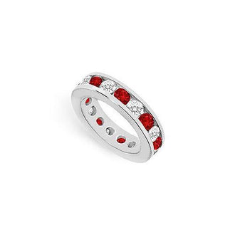 Diamond and Ruby Eternity Band : 18K White Gold  4.00 CT TGW