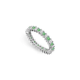 Diamond and Emerald Eternity Band : 18K White Gold  2.00 CT TGW