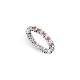 Diamond and Ruby Eternity Band : 18K White Gold  2.00 CT TGW