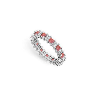 Diamond and Ruby Eternity Band : 18K White Gold  3.00 CT TGW