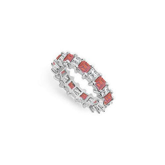 Diamond and Ruby Eternity Band : 18K White Gold  4.00 CT TGW